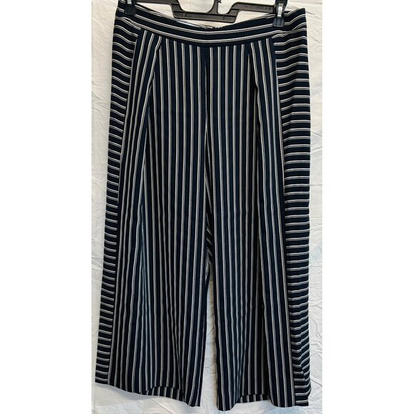 ANTONIO MELANI Pants - Antonio Melani Womens Striped Wide-Leg Capris Size 10 Navy & White